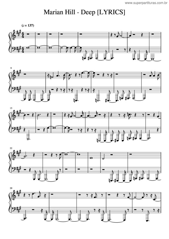 Partitura da música Marian Hill – Deep [Lyrics]